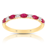 Ruby and Diamond Band in 9ct Yellow Gold