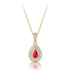Ruby & Diamond Pear Shape Halo Pendant 9ct Yellow Gold - Wallace Bishop