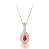 Ruby & Diamond Pear Shape Halo Pendant 9ct Yellow Gold