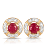 Ruby & Diamond Stud Earrings in 9ct Yellow Gold - Wallace Bishop