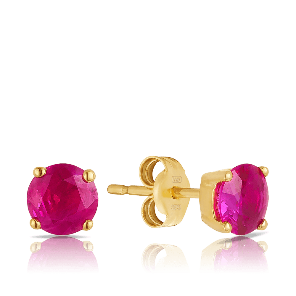 Ruby Stud Earrings in 9ct Yellow Gold - Wallace Bishop