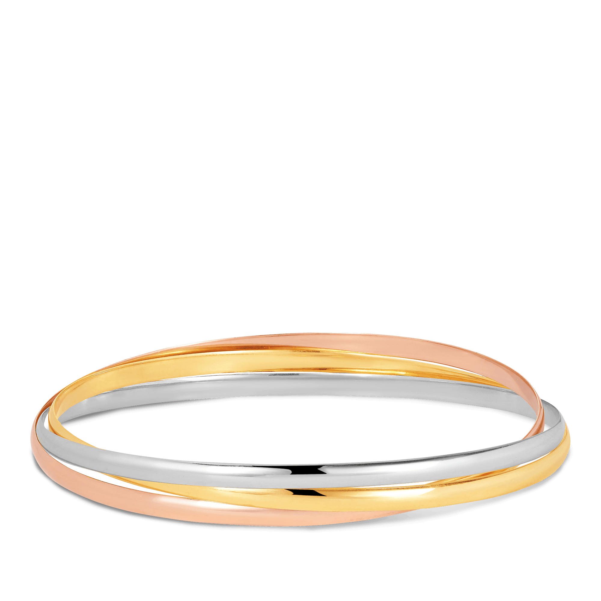 Three Tone Russian Bangle in 9ct Yellow, White & Rose Gold