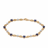 Created Sapphire & Diamond Bracelet in 9ct Yellow Gold