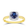 Sapphire & Diamond Halo Ring in Yellow Gold