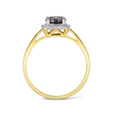 Sapphire & Diamond Halo Ring in Yellow Gold