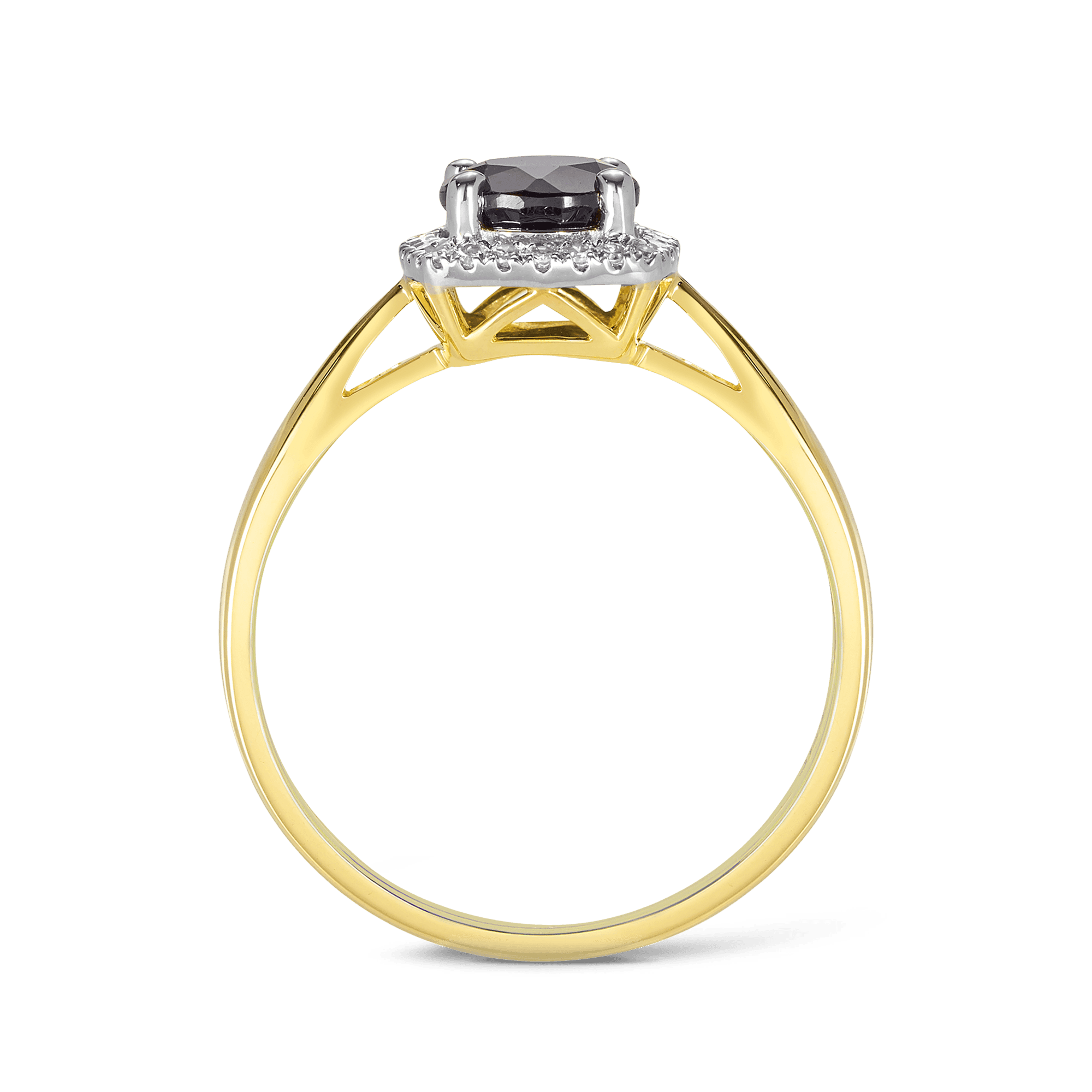 Sapphire & Diamond Halo Ring in Yellow Gold