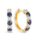 Sapphire & Diamond Huggie Earrings in 9ct Yellow Gold