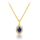 Sapphire & Diamond Oval Shape Pendant in 9ct Yellow Gold - Wallace Bishop