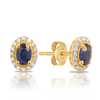 Sapphire & Diamond Oval Shape Stud Earrings in 9ct Yellow Gold