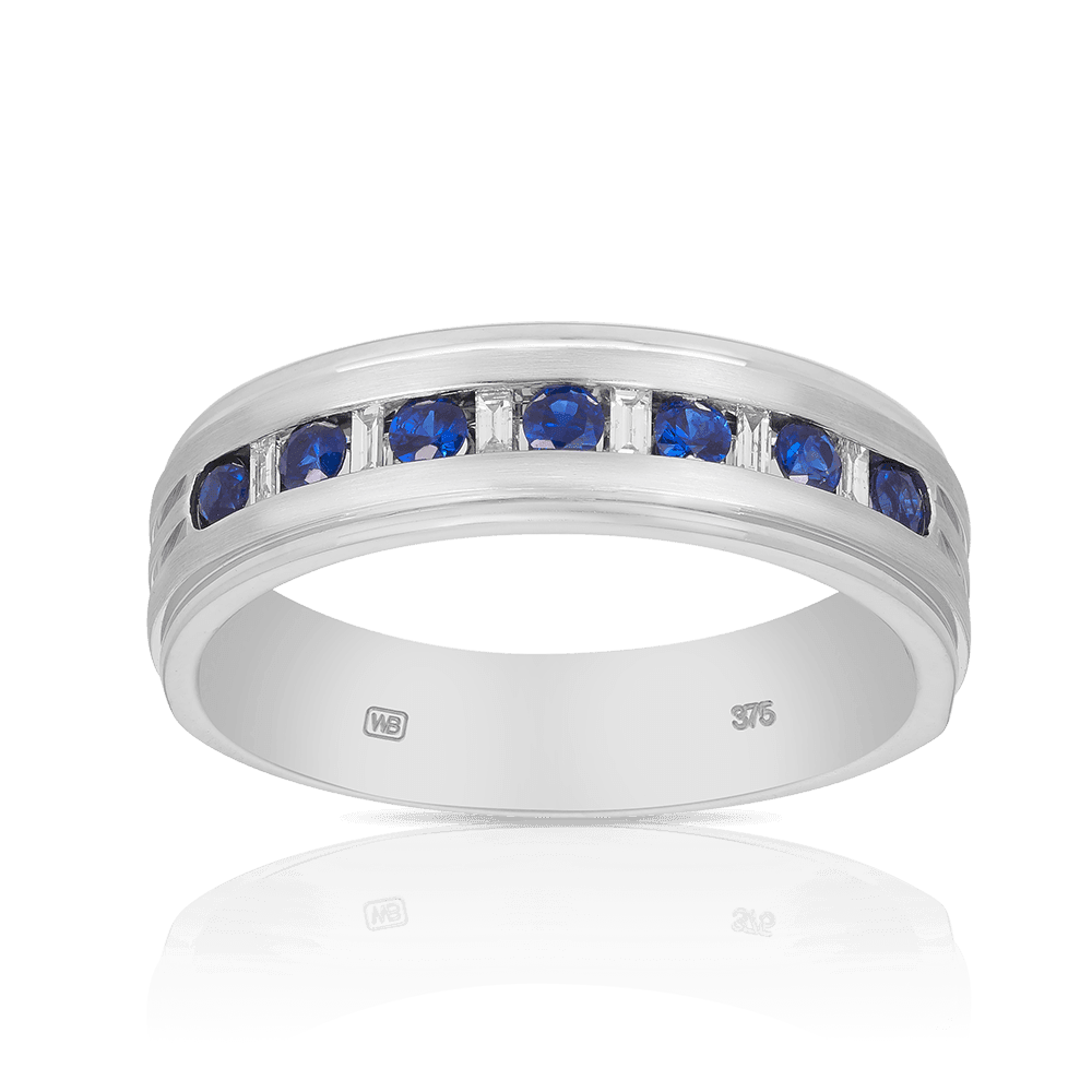 Sapphire & Diamond Ring in 9ct White Gold