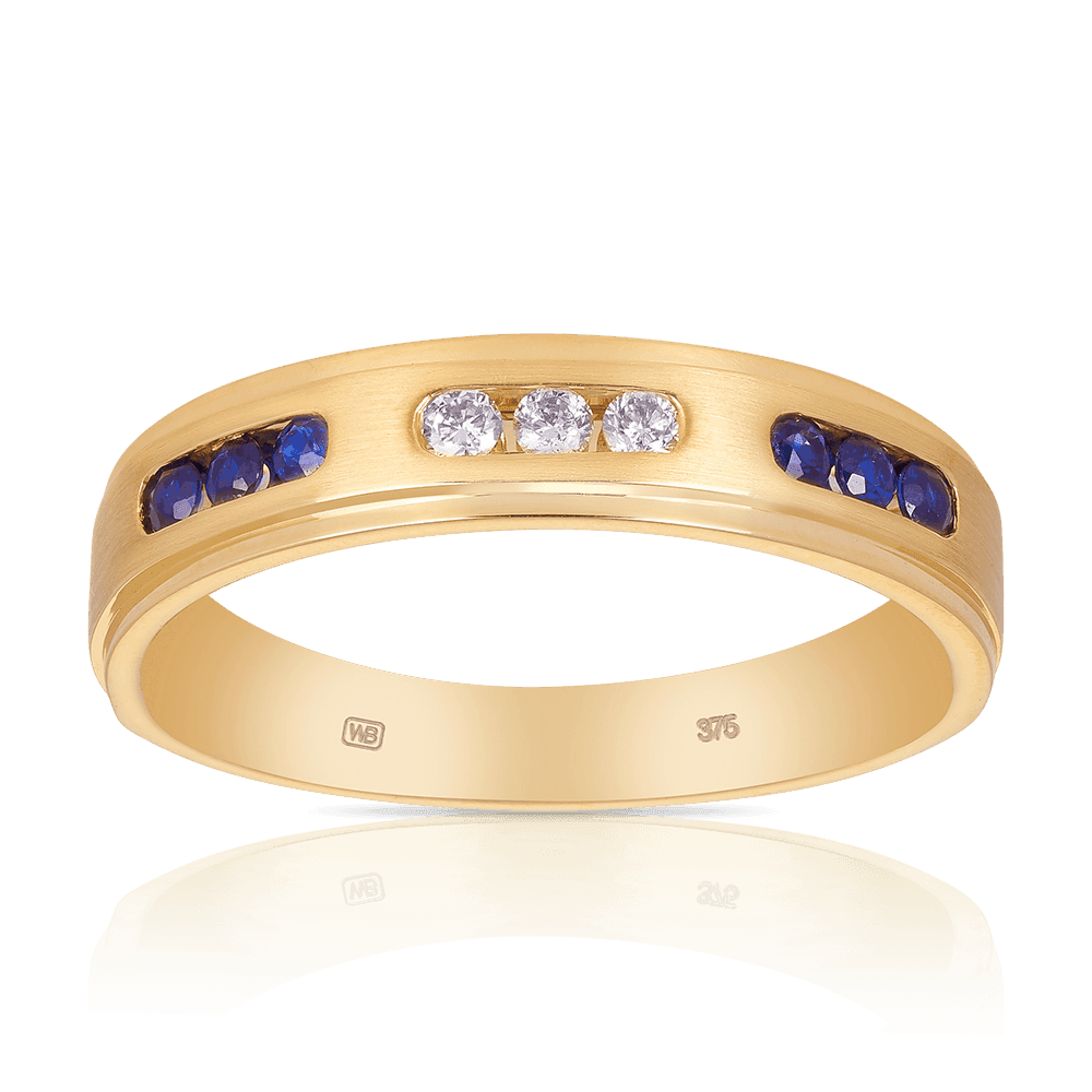 Sapphire & Diamond Ring in 9ct Yellow Gold