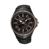 Seiko Coutura Men's 42.5mm Black & Rose Plated Solar Watch SNE516P