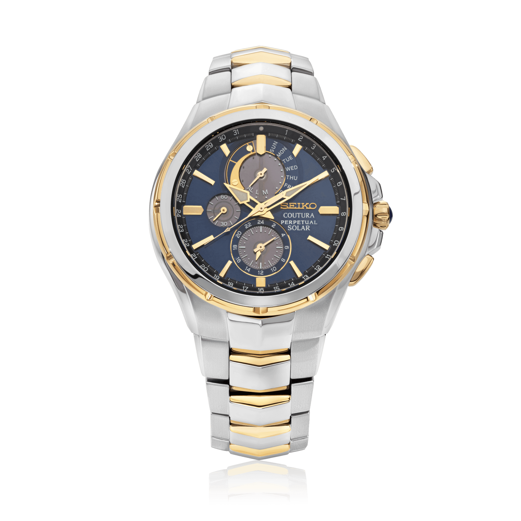 Seiko Coutura Men's 44mm Stainless Steel & Yellow IP Solar Perpetual Watch SSC798P1