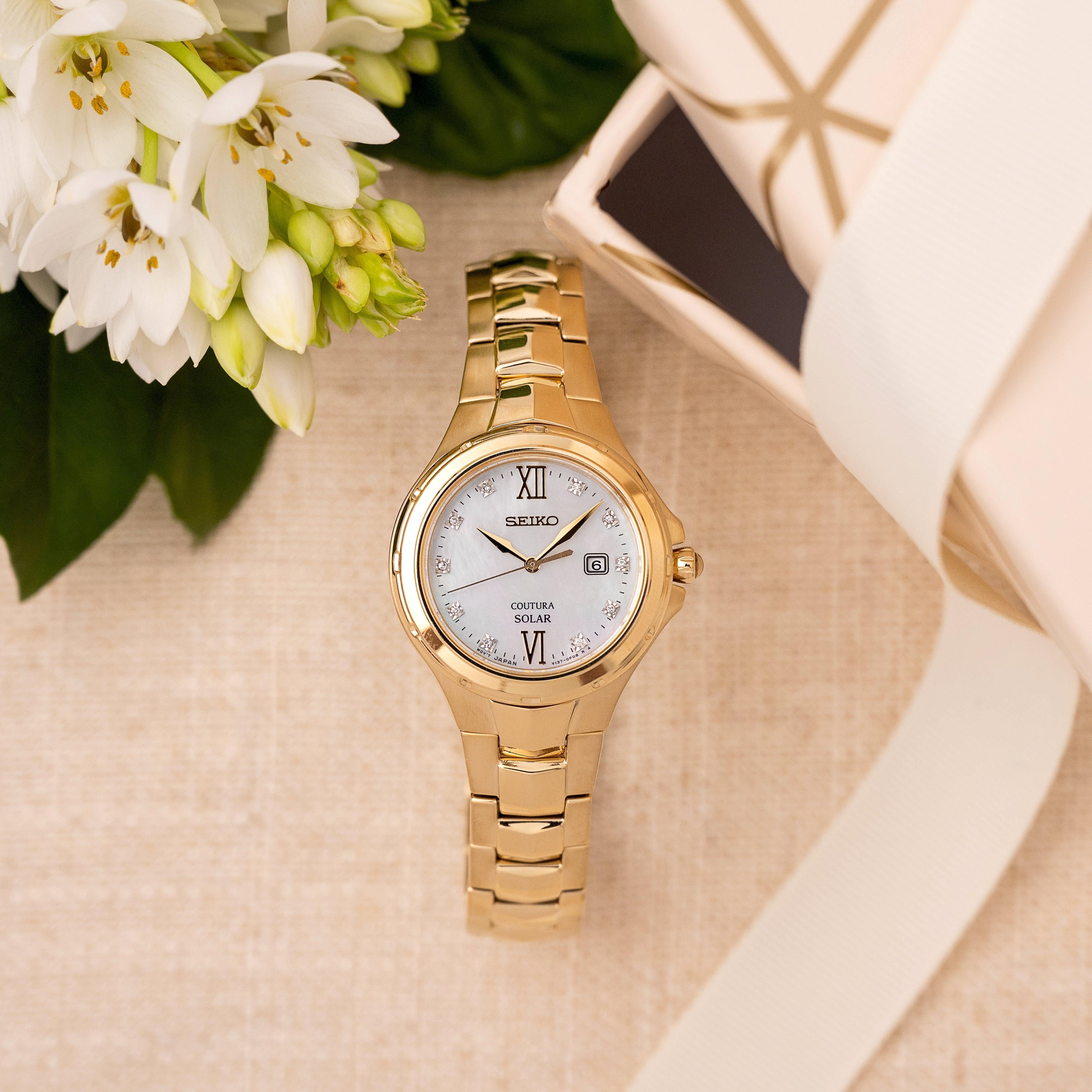 Seiko Coutura Women's 29mm Gold PVD Solar Watch SUT310P