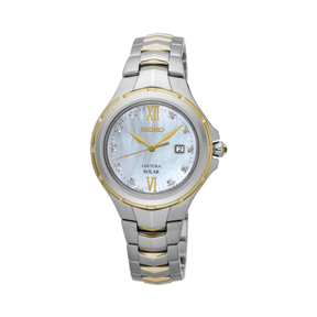 Seiko Coutura Women's 29mm Stainless Steel & Yellow IP Solar Watch SUT308P - Wallace Bishop