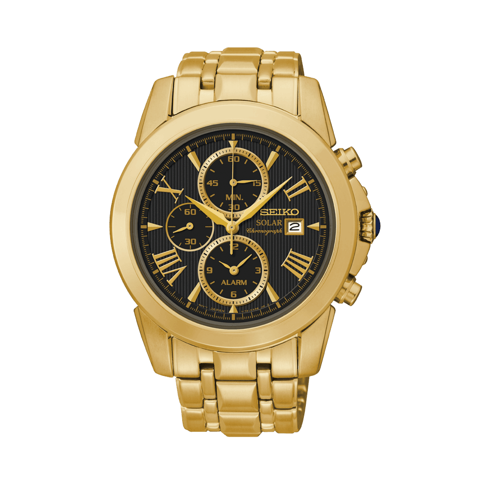 Seiko Le Grand Sport Men's 41.5mm Gold PVD Solar Chronograph Watch SSC196P-9 - Wallace Bishop