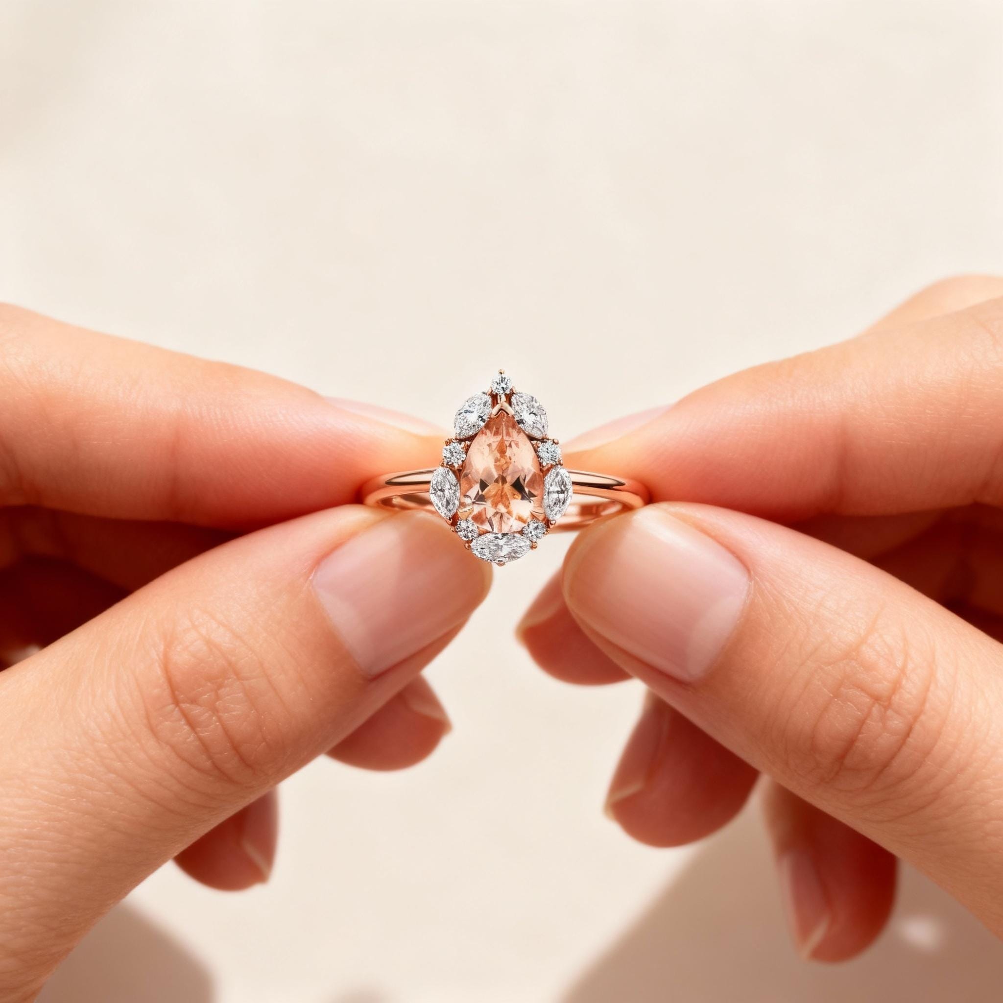 1917™ Morganite & 0.52ct TW Diamond Vintage Pear Halo Engagement Ring in 18ct Rose Gold