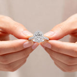 Everlasting 2.45ct TW Oval Lab-Grown Diamond Floral Halo Pave Band Engagement Ring in 18ct White Gold