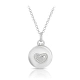 Small Circle Heart Polished Locket Pendant in Sterling Silver