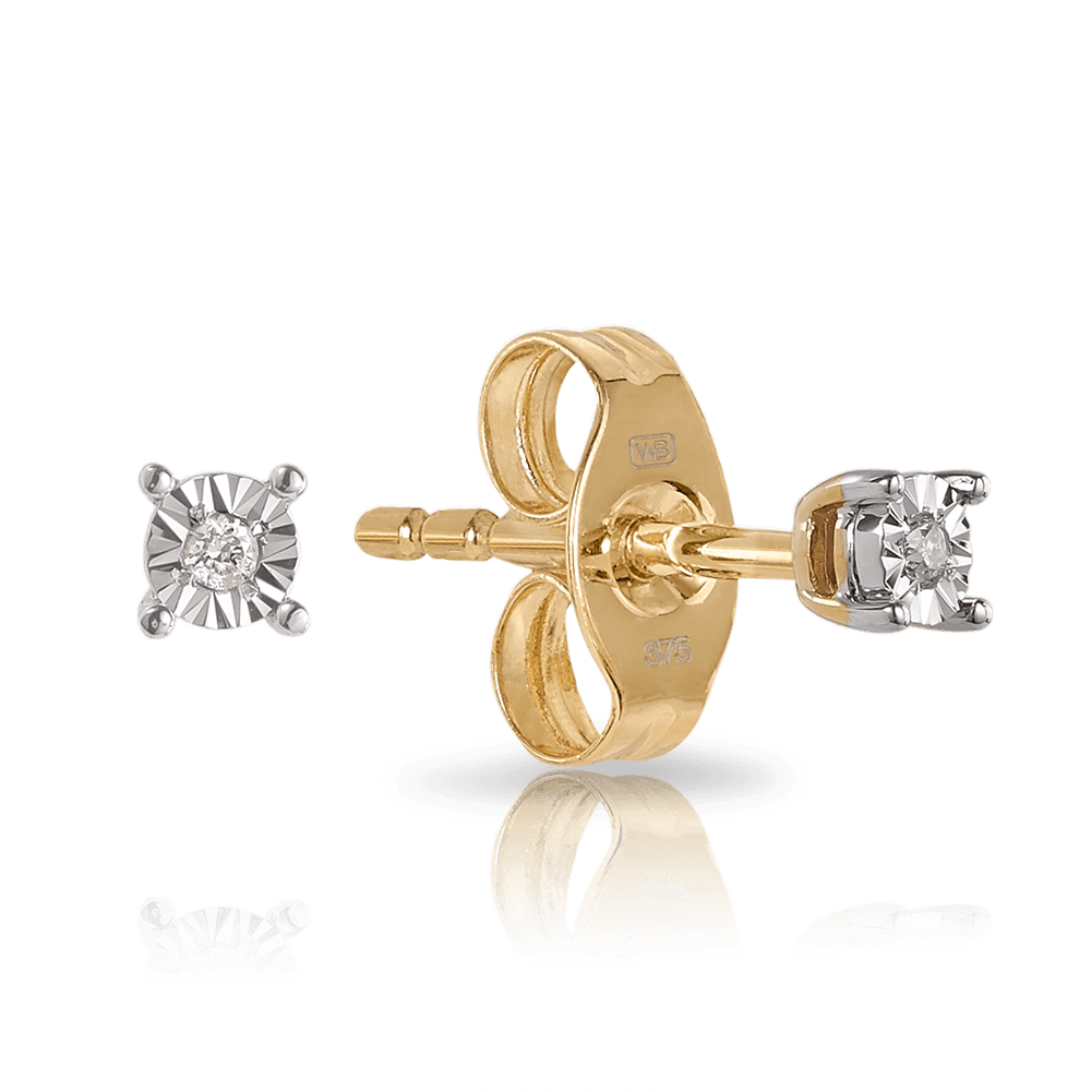 Small Illusion Set Diamond Stud Earrings in 9ct Yellow Gold - Wallace Bishop