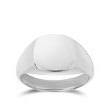 Solid Cushion Shape Signet Ring in Sterling Silver