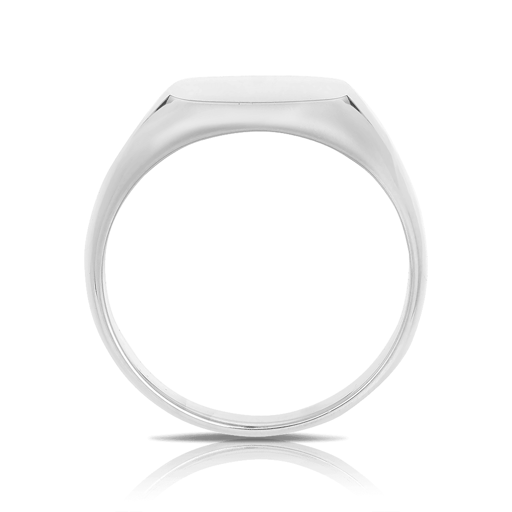 Solid Cushion Shape Signet Ring in Sterling Silver