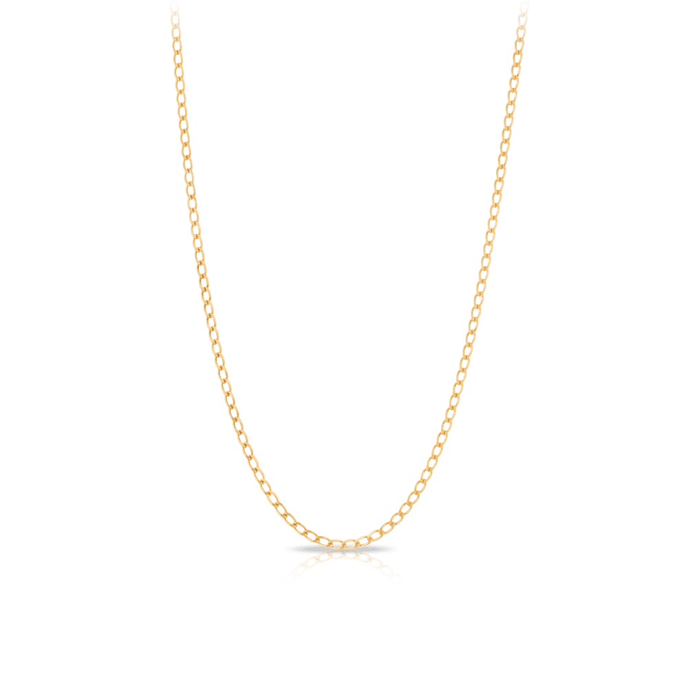 45cm Solid Diamond Cut Long Curb Link Chain in 9ct Yellow Gold