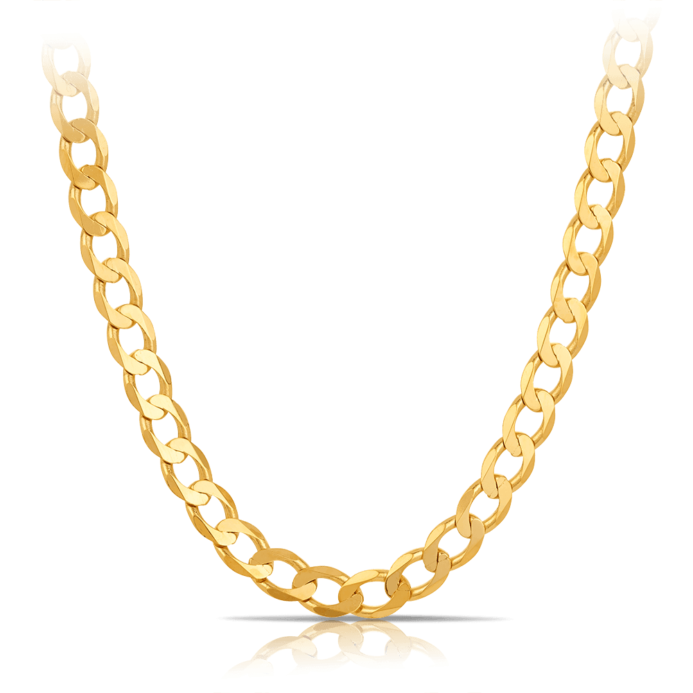 Solid Diamond Cut Long Curb Link 55cm Chain in 9ct Yellow Gold - Wallace Bishop