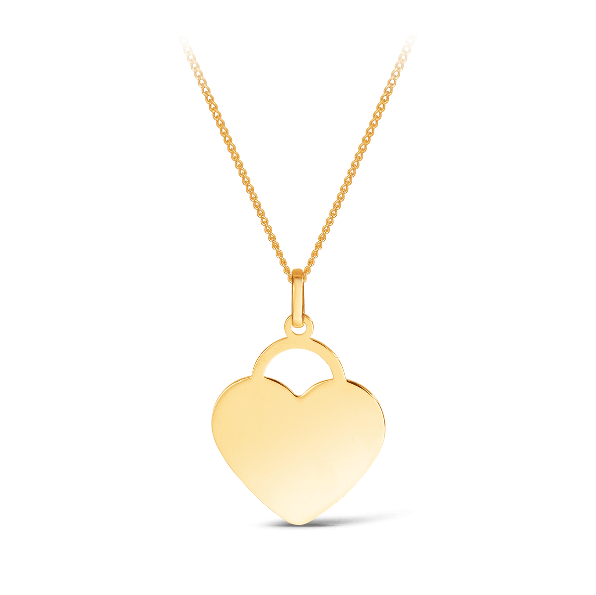 Solid Heart Pendant in 9ct Yellow Gold - Wallace Bishop
