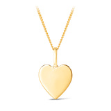Solid Heart Shape Pendant in 9ct Yellow Gold