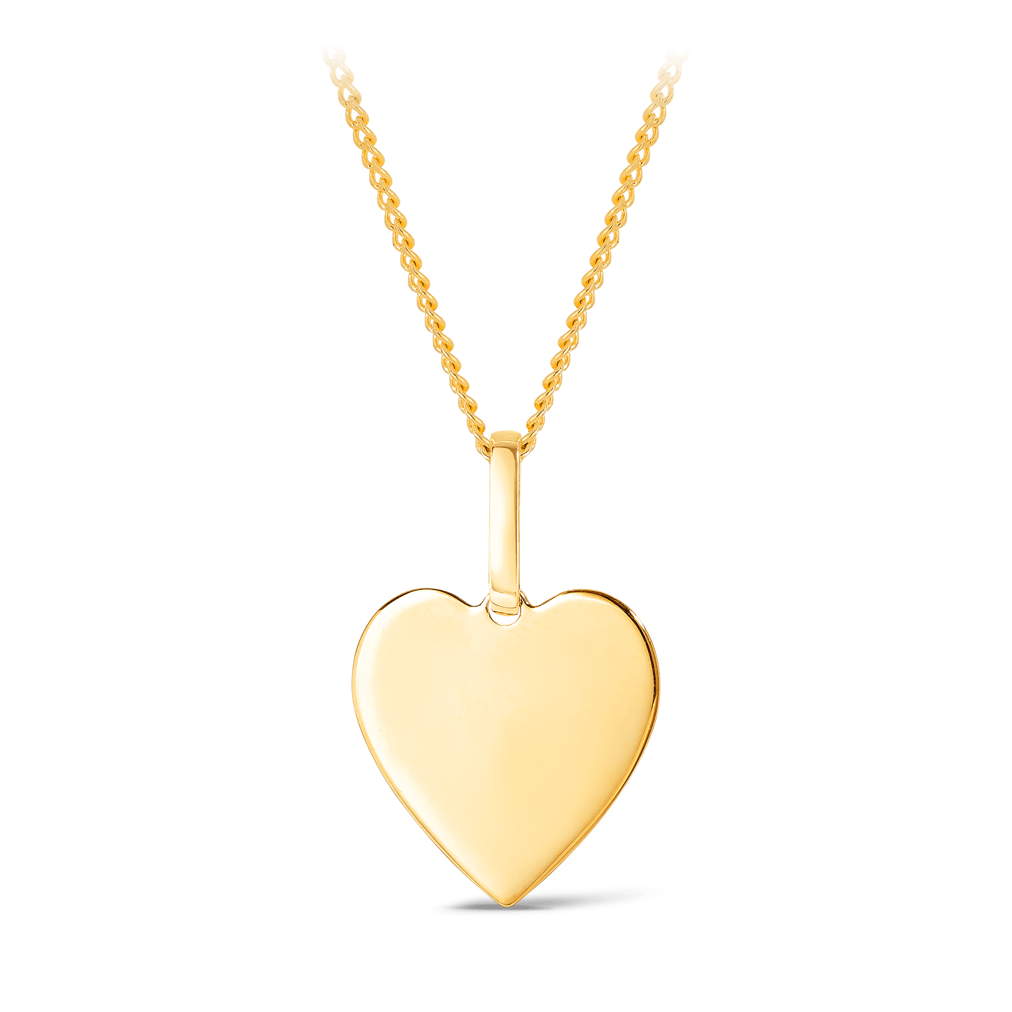 Solid Heart Shape Pendant in 9ct Yellow Gold