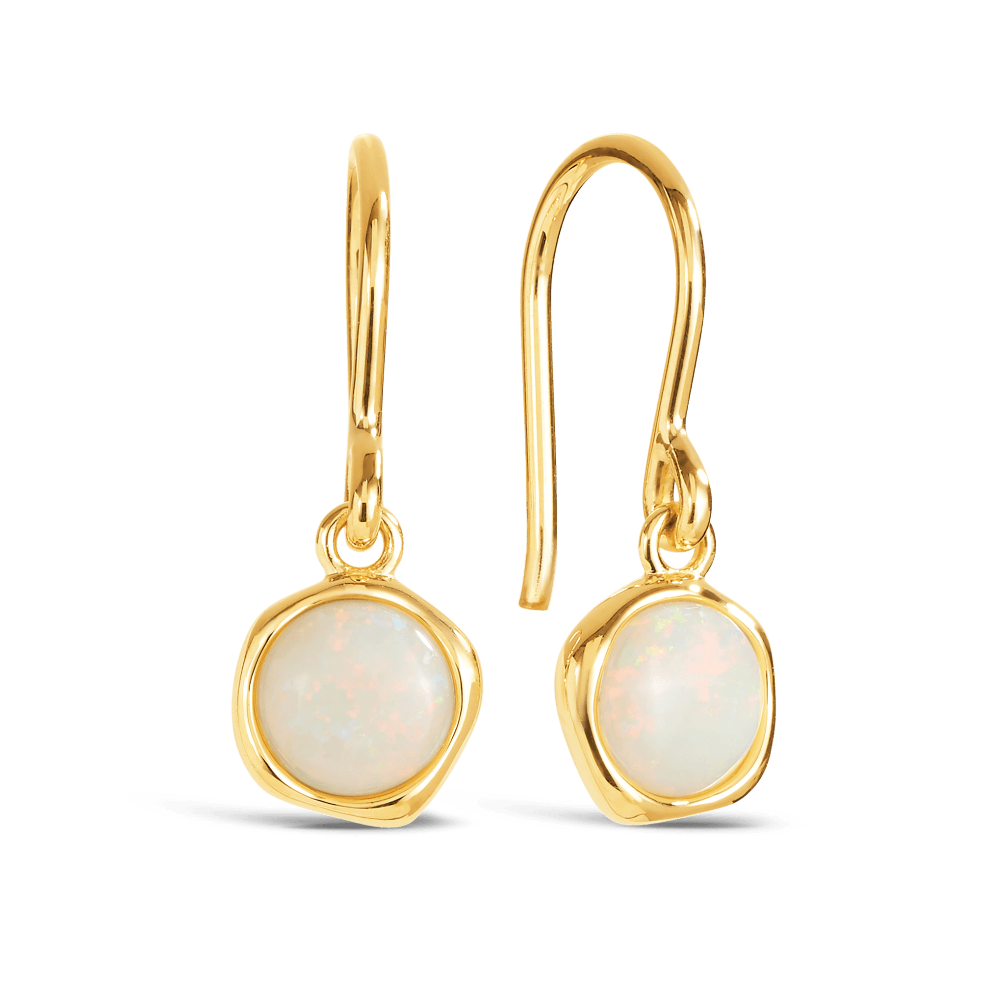 Solid Opal Earrings in 9ct Yellow Gold