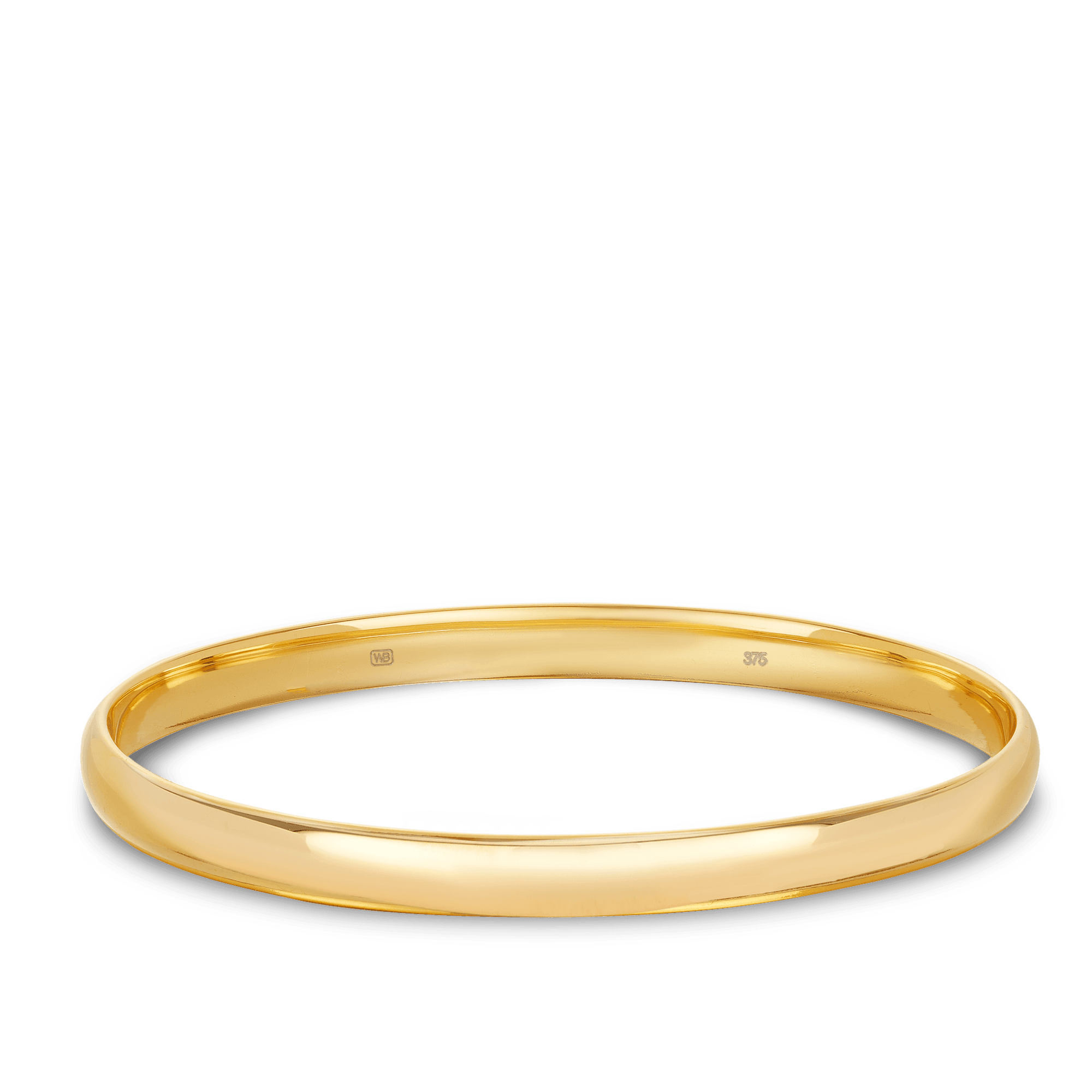 Solid Oval Comfort Fit Bangle in 9ct Yellow Gold