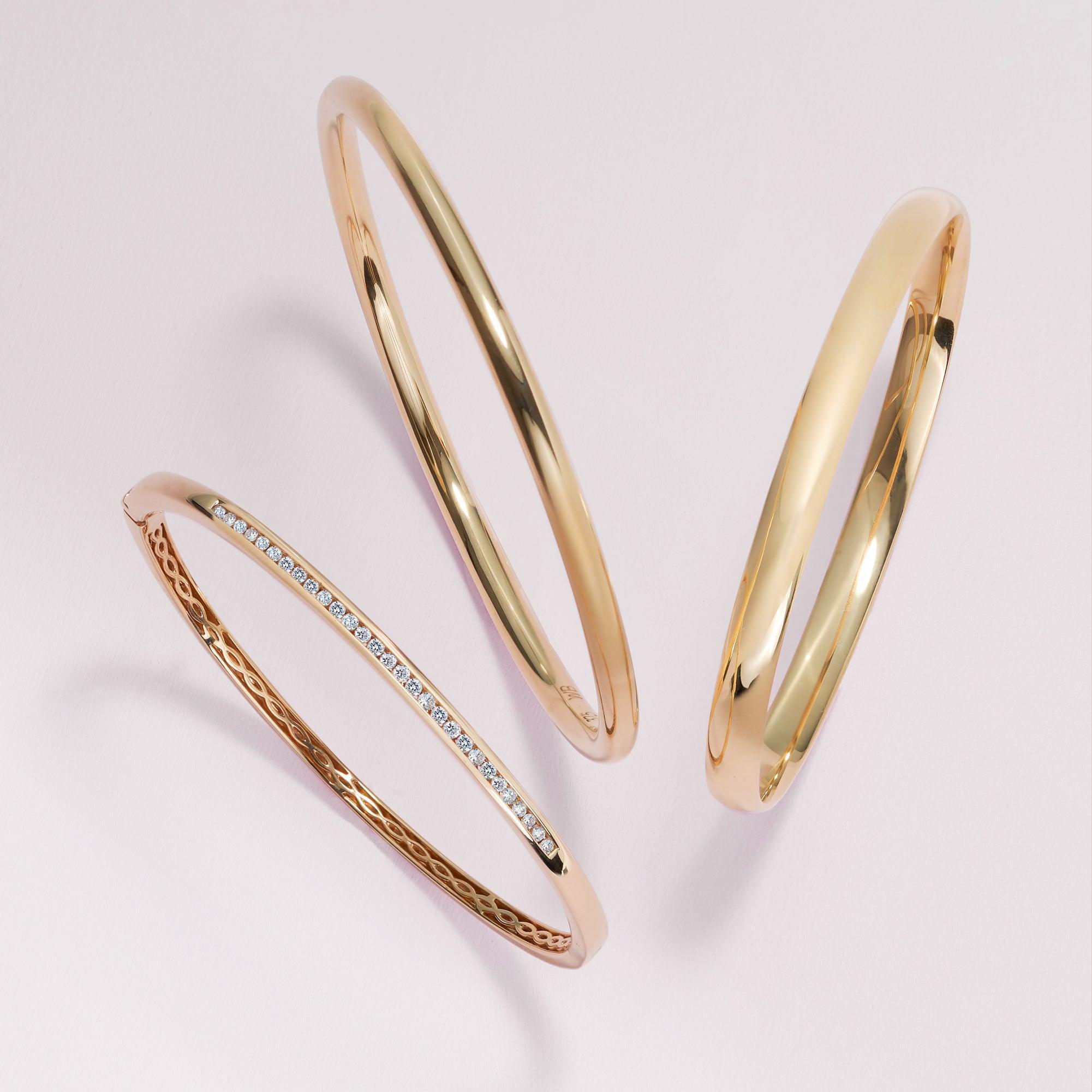 Solid Oval Comfort Fit Bangle in 9ct Yellow Gold