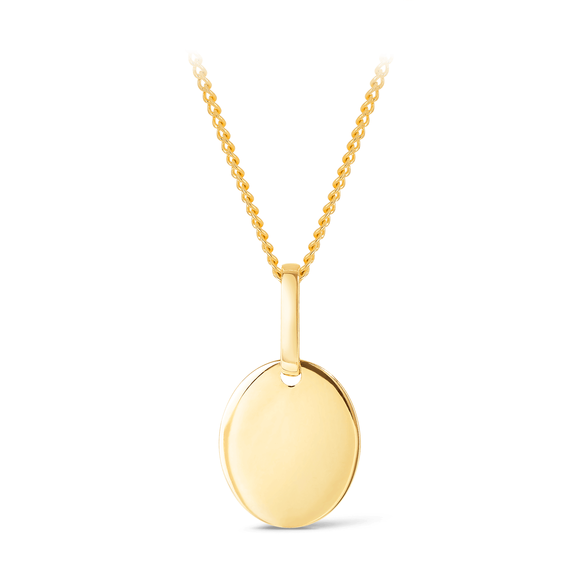 Solid Oval Shape Pendant in 9ct Yellow Gold