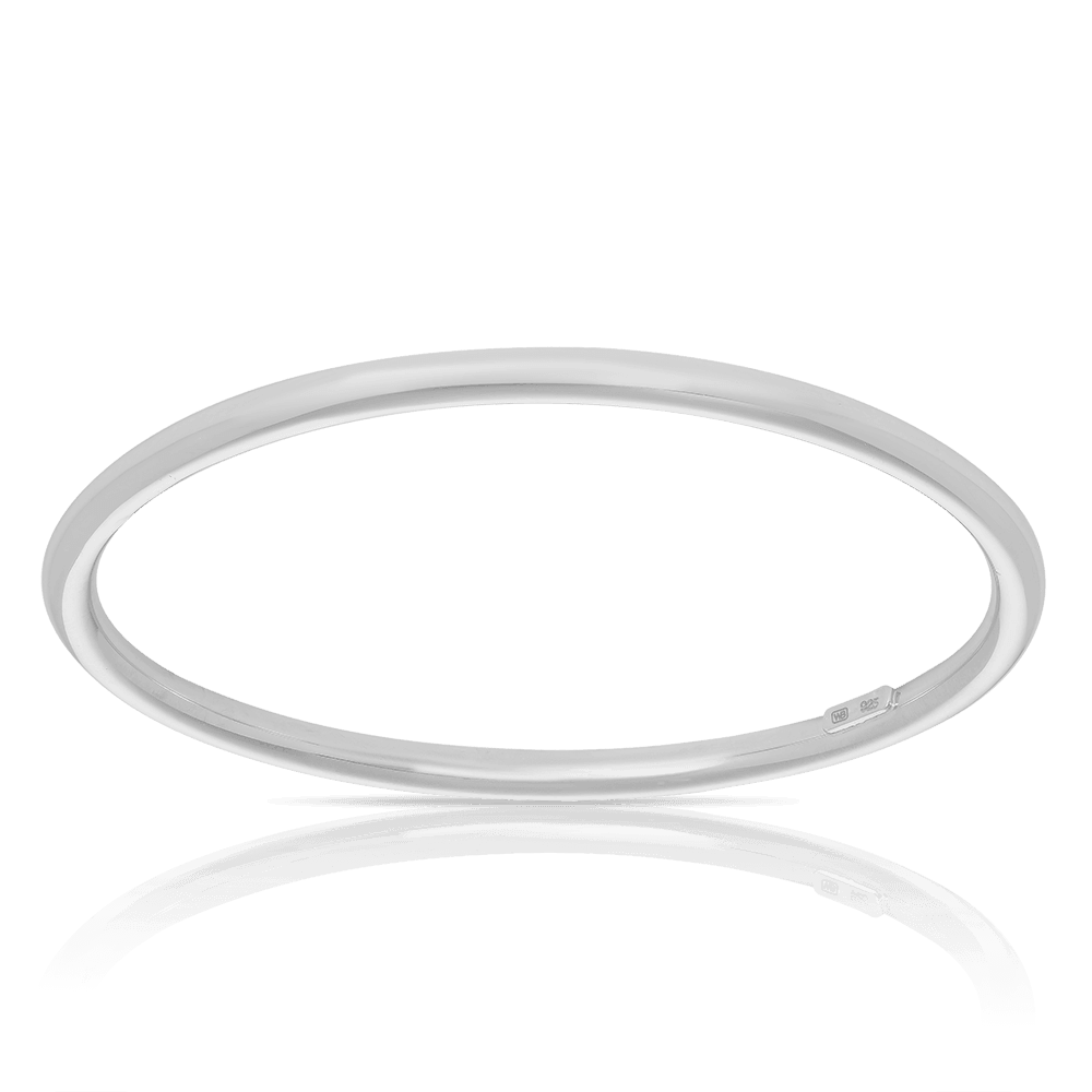 Solid Round Bangle in Sterling Silver
