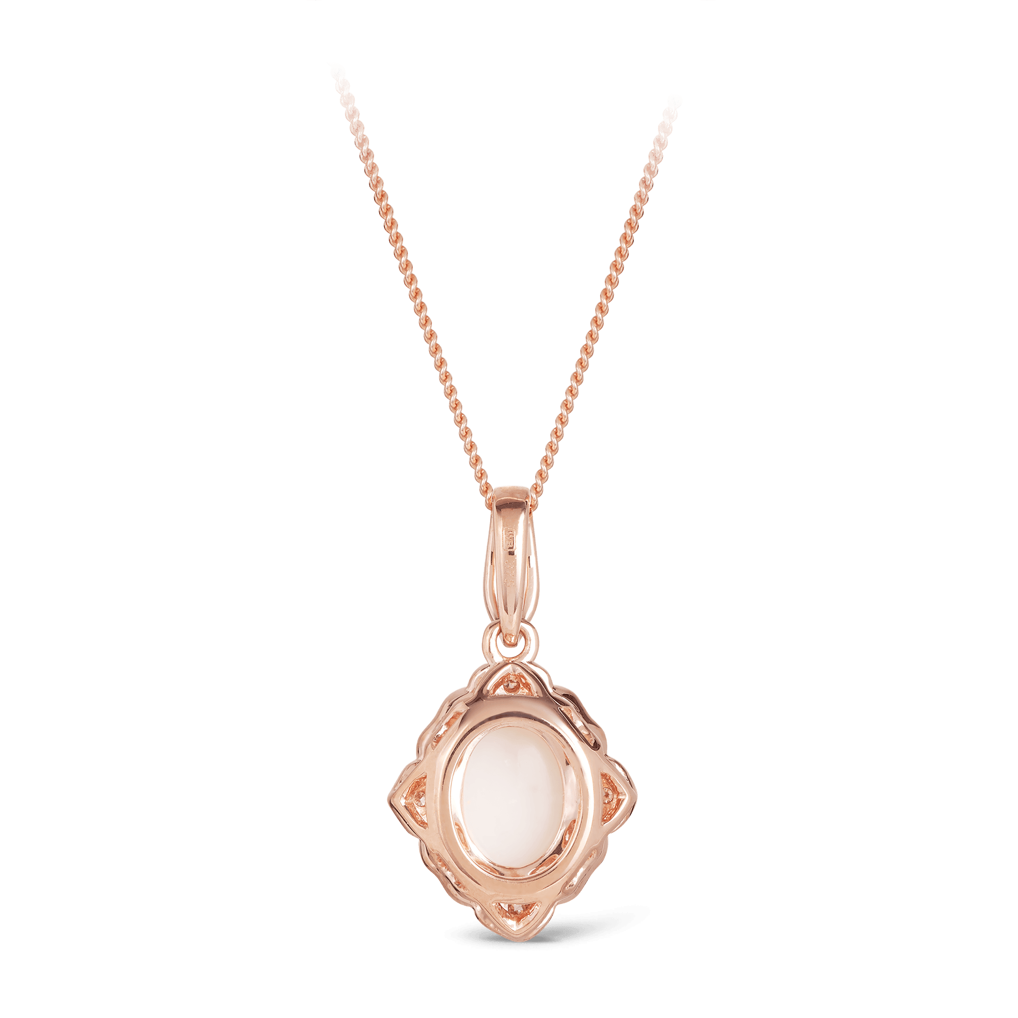 Solid White Opal & Diamond Pendant in 9ct Rose Gold - Wallace Bishop