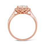 Solid White Opal & Diamond Ring in 9ct Rose Gold