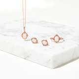 Solid White Opal & Diamond Ring in 9ct Rose Gold