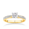 Solitaire Diamond Pavé Band Engagement Ring in 9ct Yellow and White Gold TDW 0.70ct - Wallace Bishop