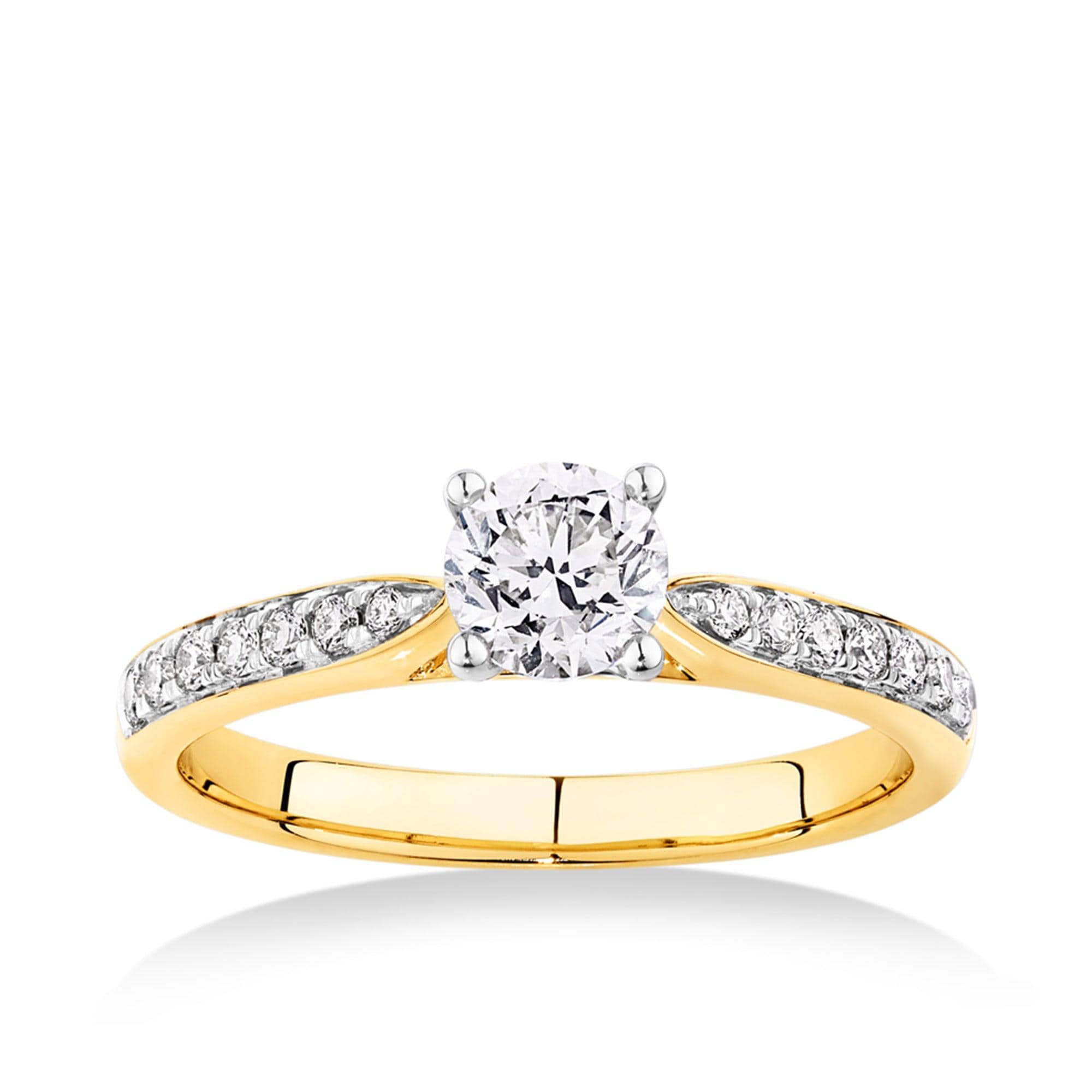 0.70ct TW Solitaire Diamond Engagement Ring in 9ct Yellow and White Gold