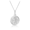 St Christopher Round Medal Pendant in Sterling Silver, Solid Coin Style, Patron Saint of Travellers, 23mm Length, 16.5mm Diameter, 48MT12