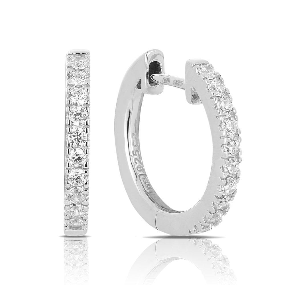Sterling Silver Huggie Earrings Cubic TGW 0.4