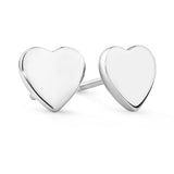 Sterling Silver Rhodium Plate Heart Stud Earrings