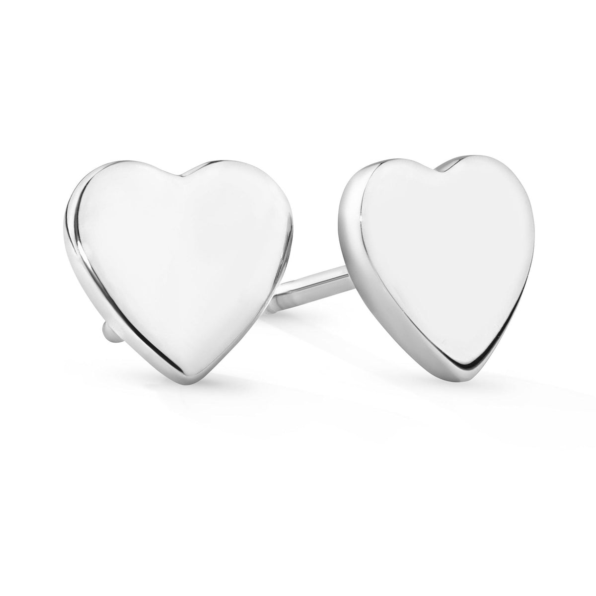 Sterling Silver Rhodium Plate Heart Stud Earrings - Wallace Bishop