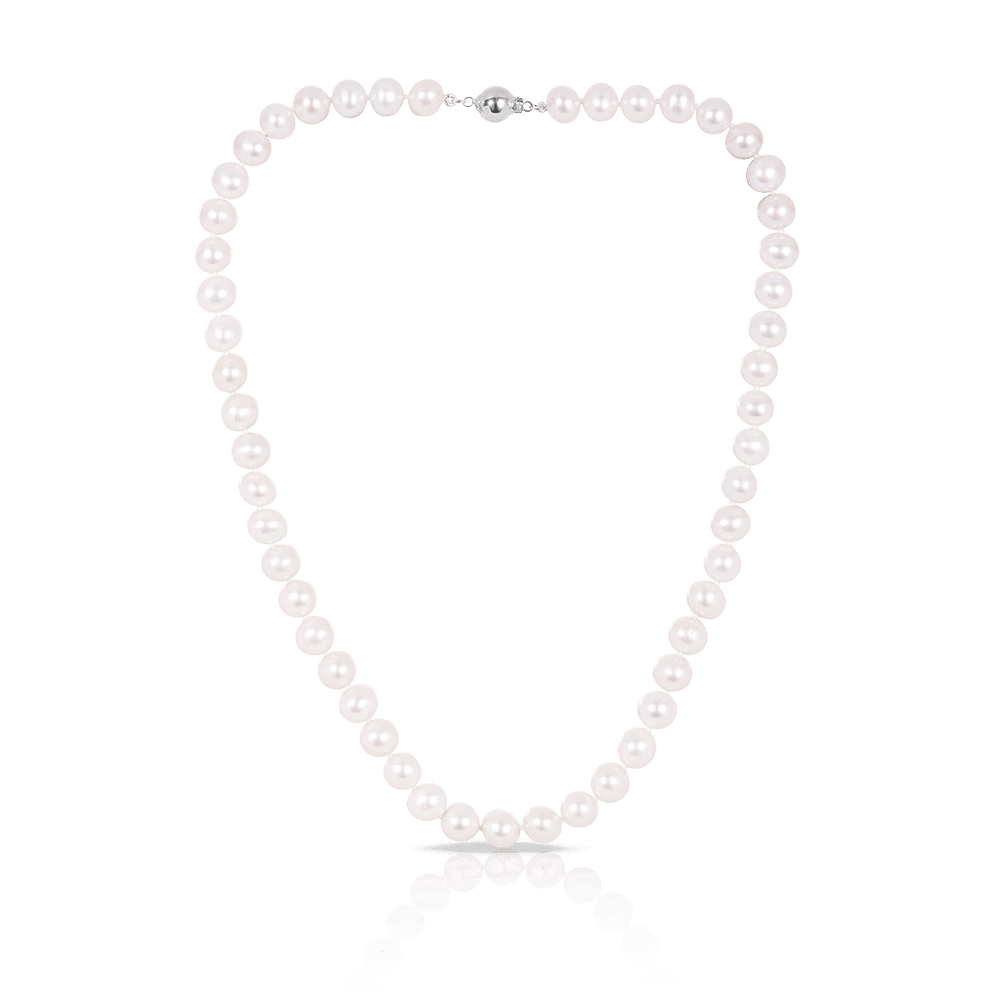 8mm Freshwater Pearl Strand Necklace with Sterling Silver Clasp
