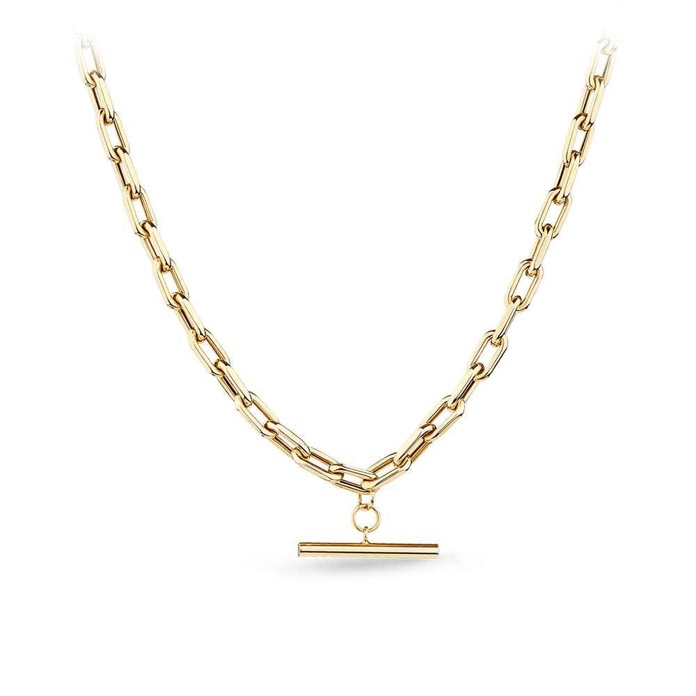 T Bar Paperclip Chain in 9ct Yellow Gold