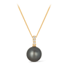 Tahitian Pearl & Diamond Bail Pendant in 9ct Yellow Gold