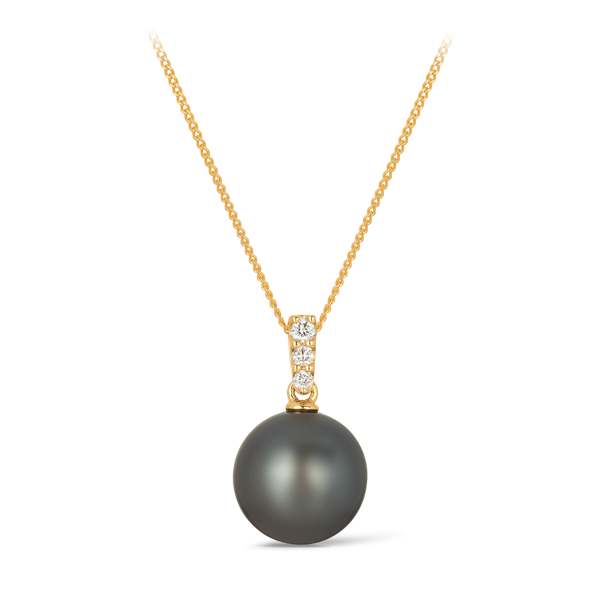 Tahitian Pearl & Diamond Bail Pendant in 9ct Yellow Gold
