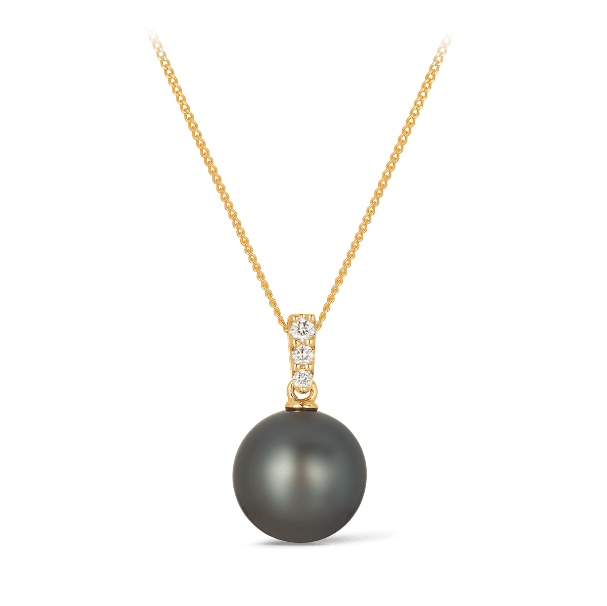 Tahitian Pearl & Diamond Bail Pendant in 9ct Yellow Gold - Wallace Bishop